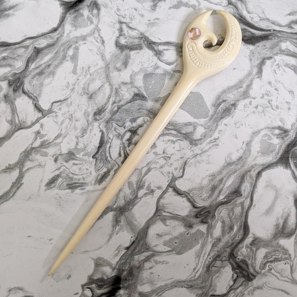 Whale Bone Hair Pin NZ  Maori Design Handcrafted